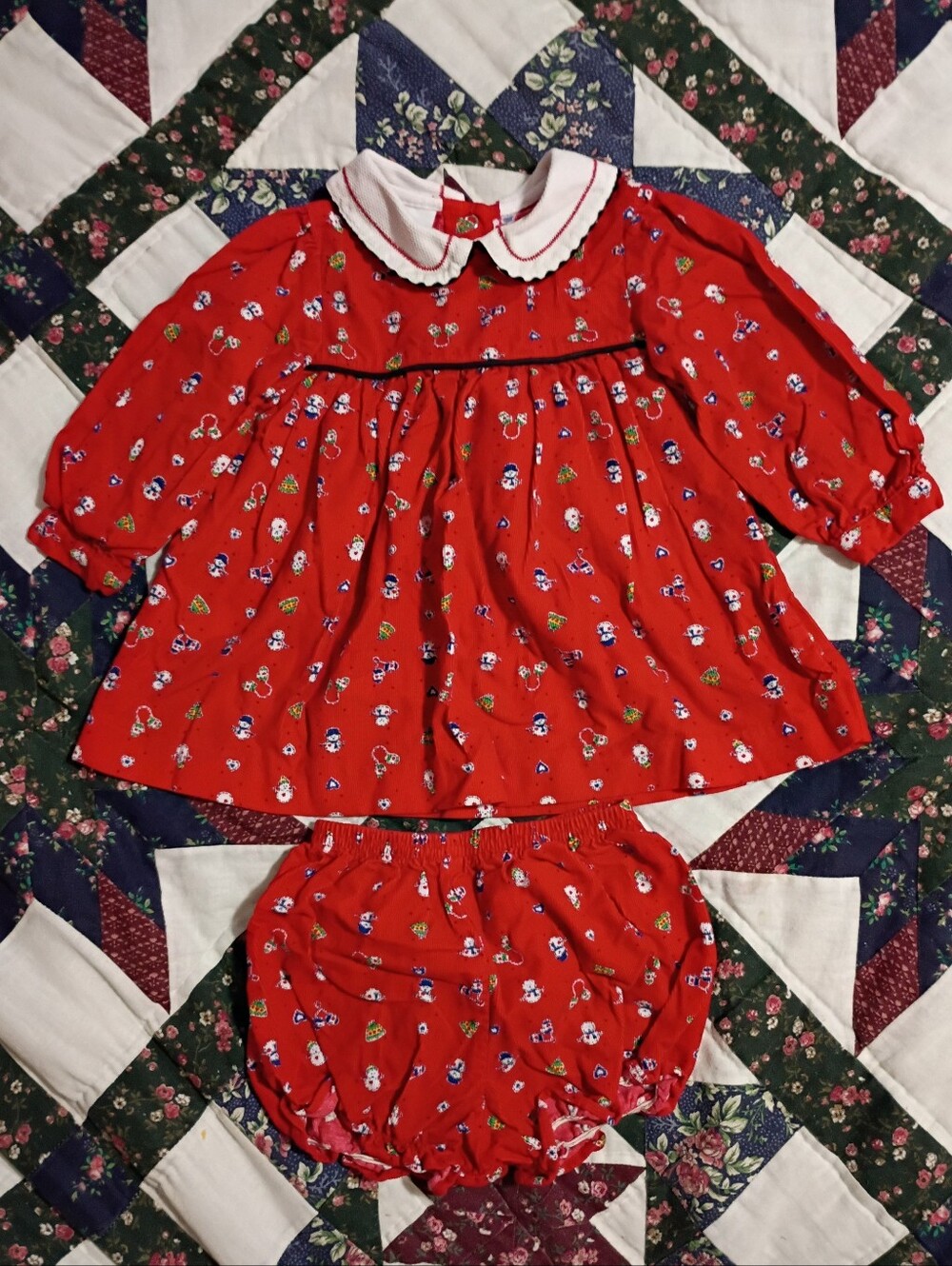 Vintage Oshkosh Red Christmas Dress & Bloomers 12 Months
